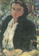 Portrat Charlotte Corinth in gruner Samtjacke